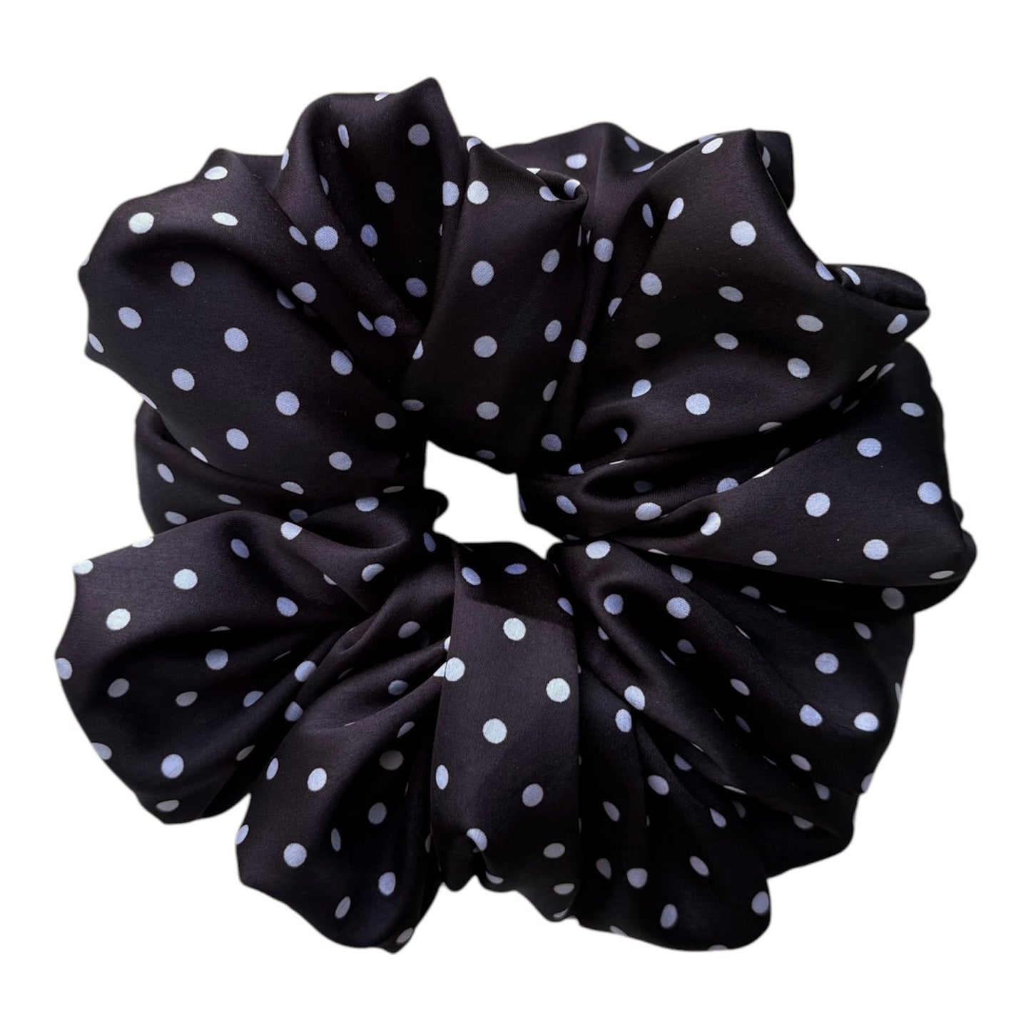 BLACK POLKA DOT SCRUNCHIE