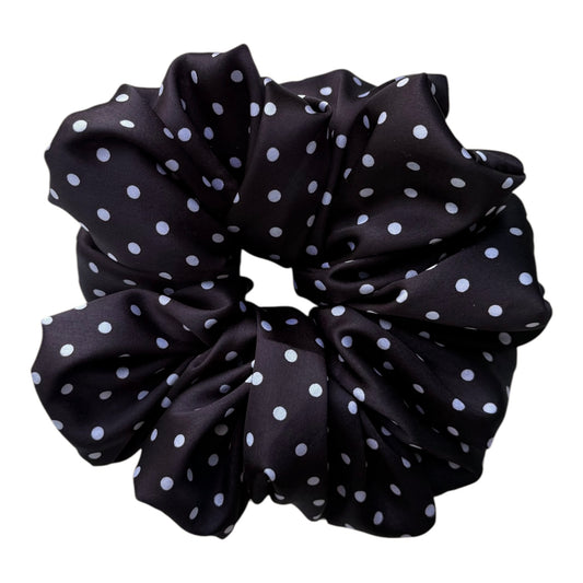 BLACK POLKA DOT SCRUNCHIE
